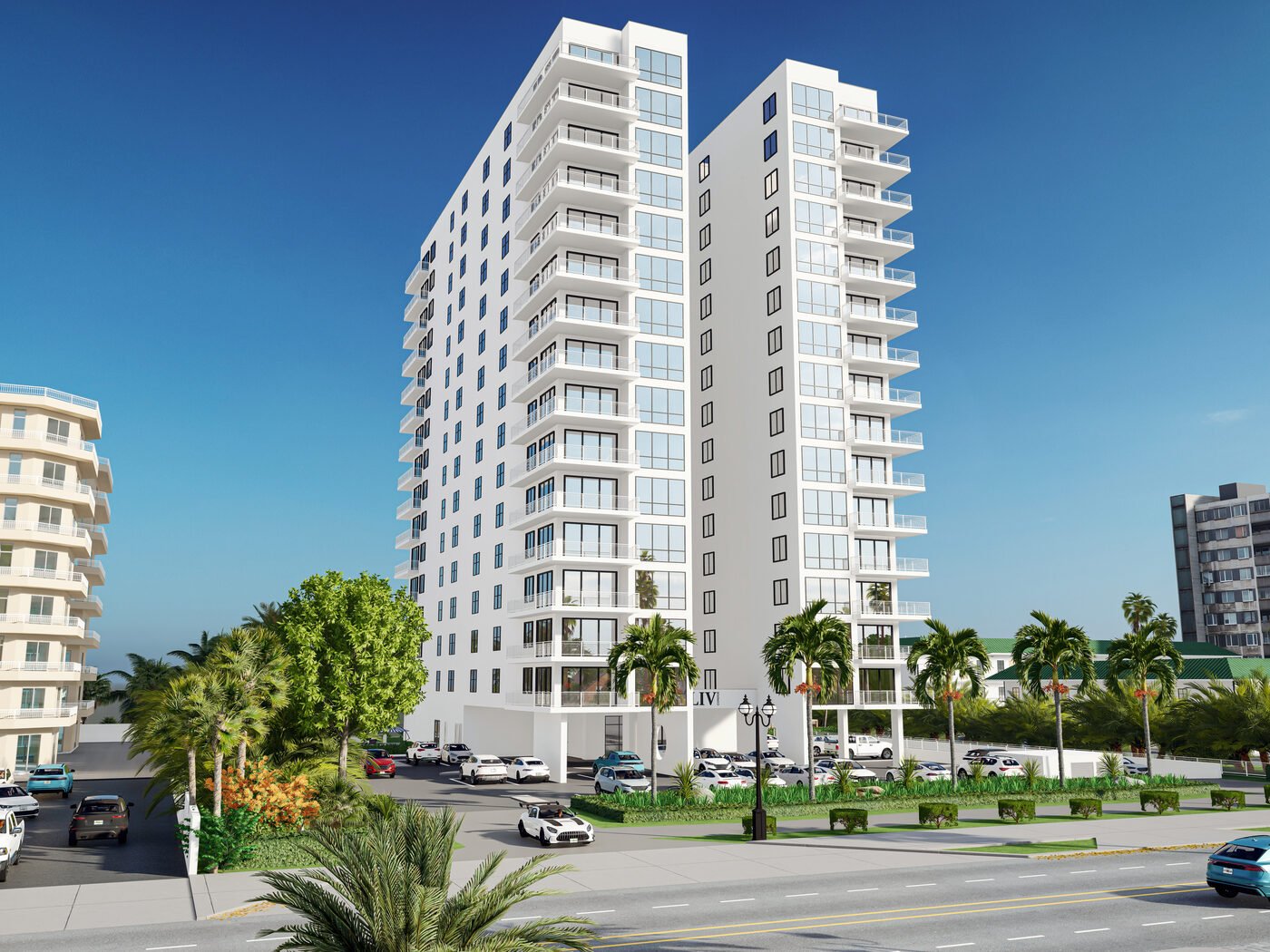 LIV Condos luxury hotel and apartment architectural project in Daytona Beach, Florida